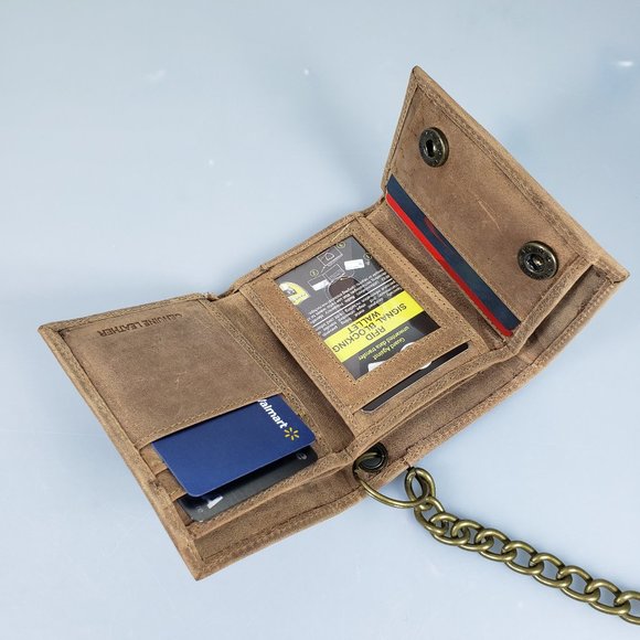 Men's RFID Blocking Motorcycle Wallet With Chain - Picture 3 of 13